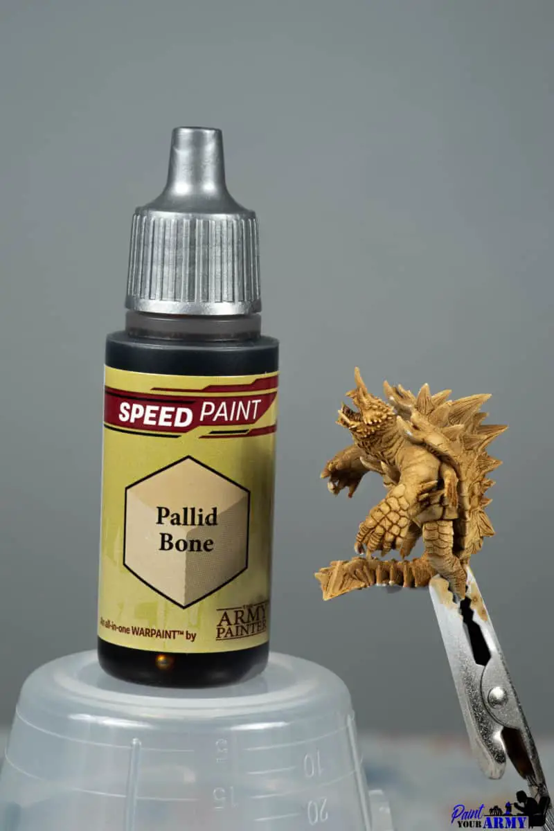 Army Painter Speedpaint Pallid Bone Example on a miniature